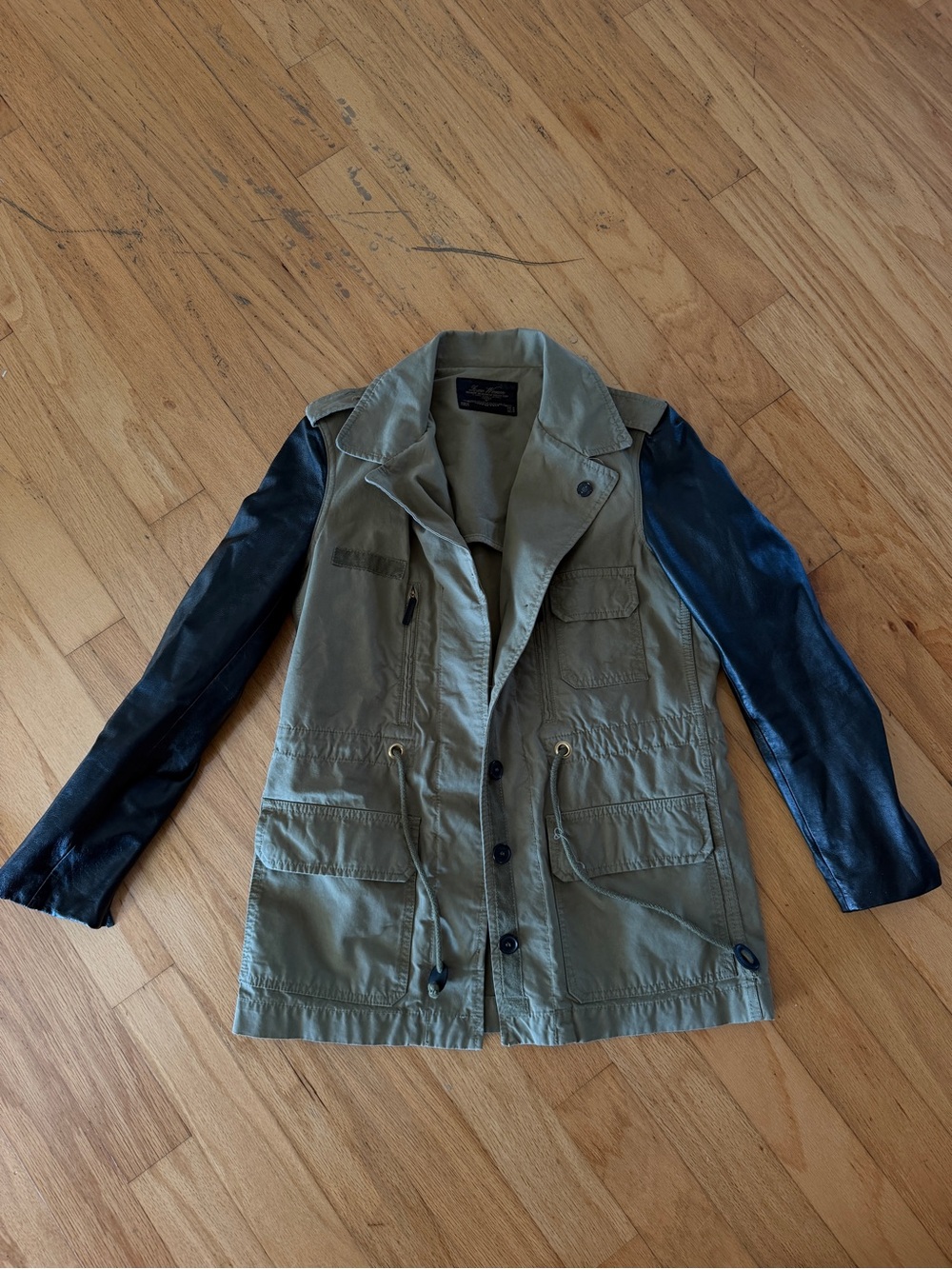 Zara Olive Green Field Jacket with Black Sleeves - Military Style